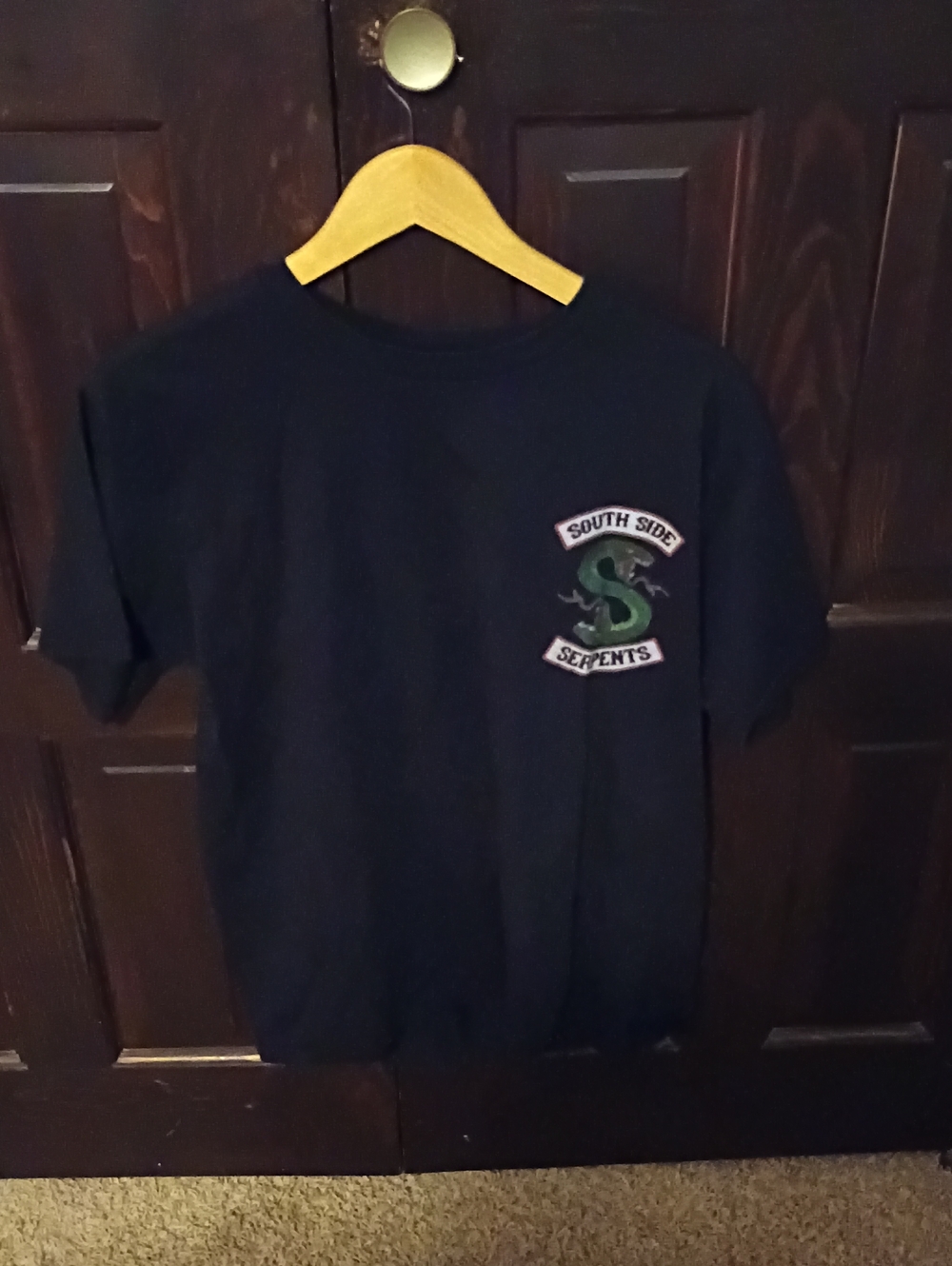 Gildan Black Kids Short Sleeve Tee with Green Serpent Patch